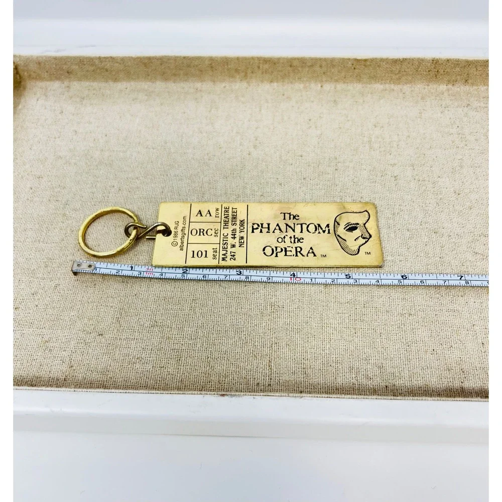 Vintage Phantom of the Opera Majestic Theatre Brass Ticket Keychain 1986 RUG